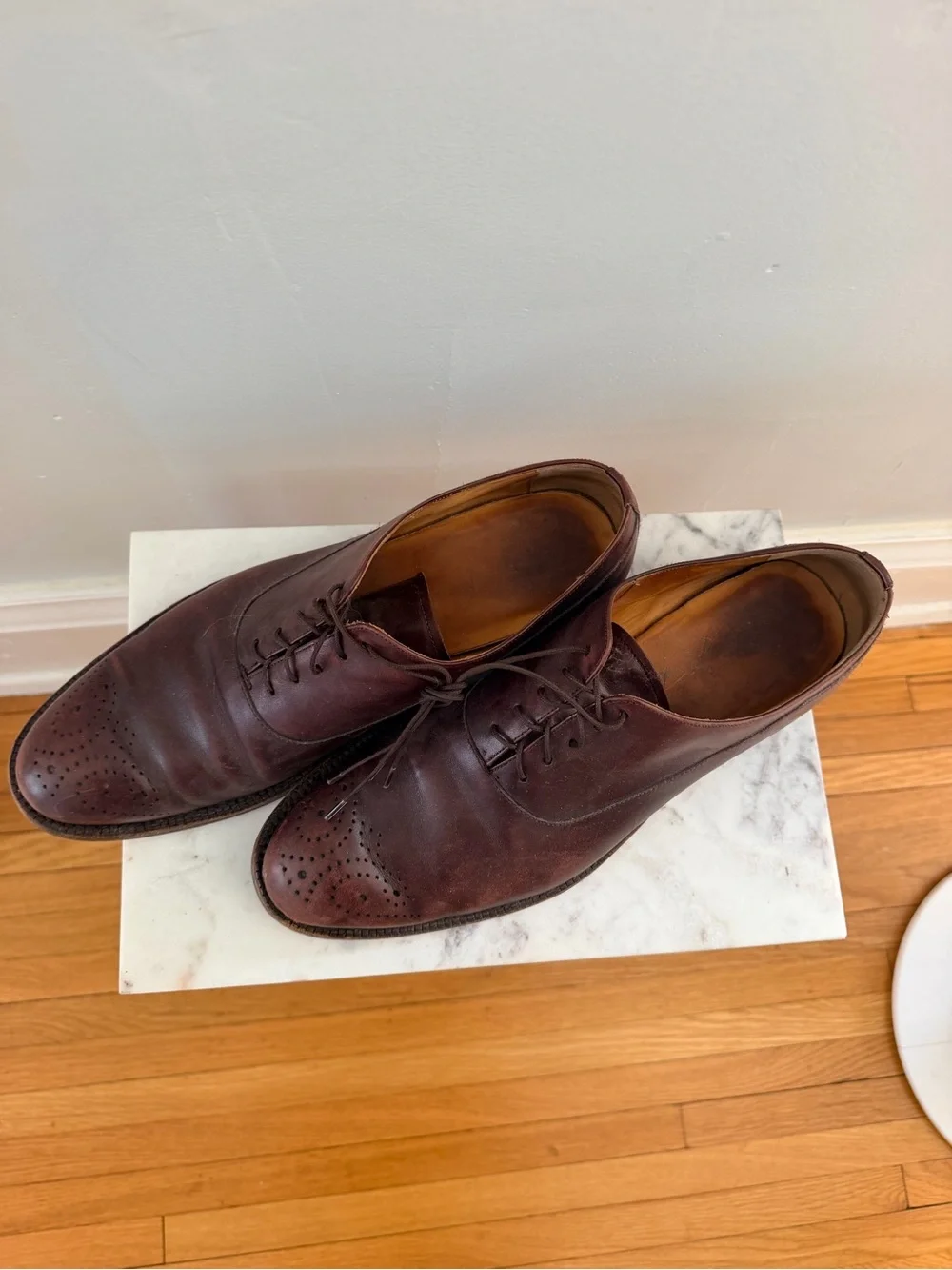 Jack Irwin Men's Red-Brown Leather Oxford Dress Shoes